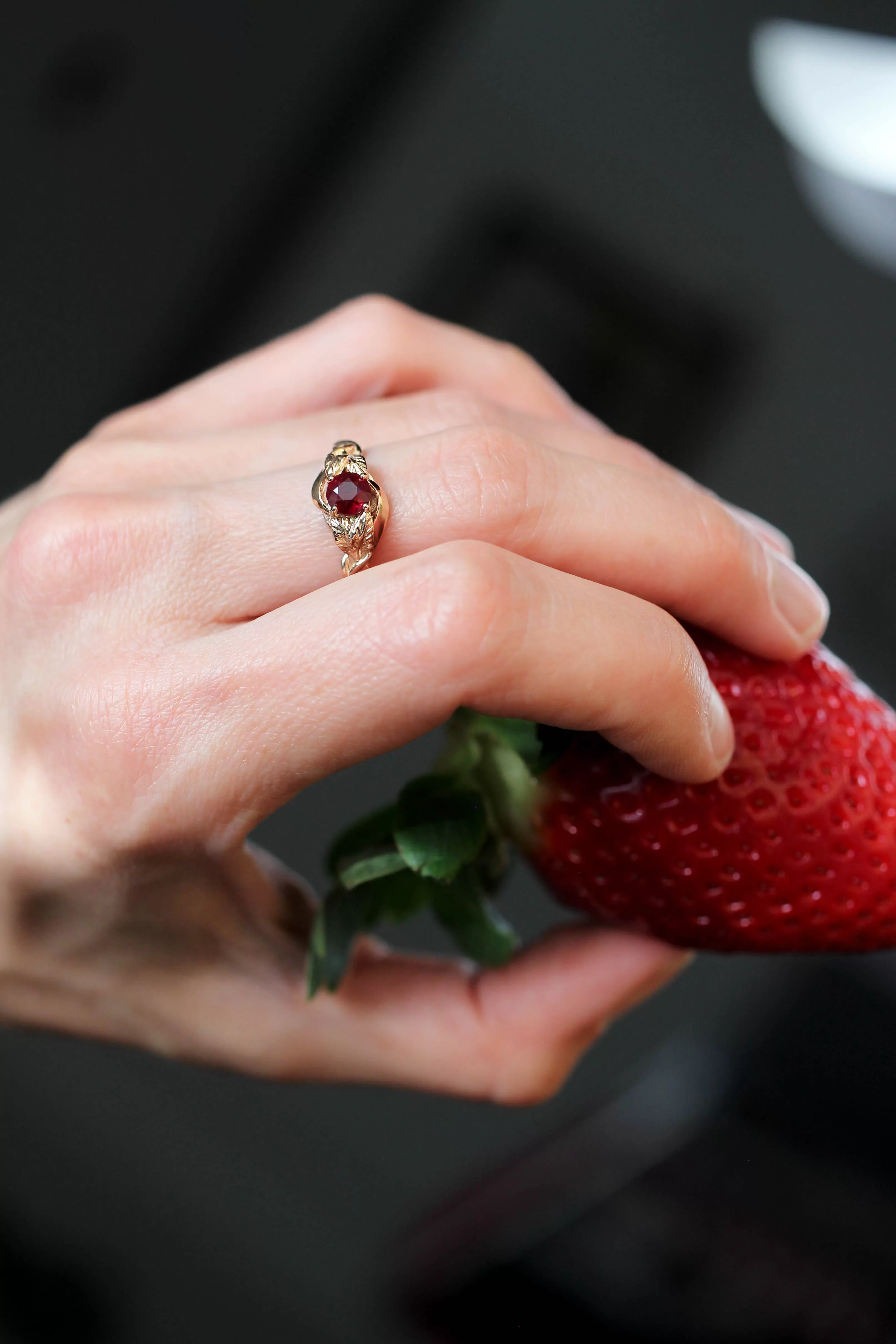 Ruby nature inspired engagement ring / Azalea