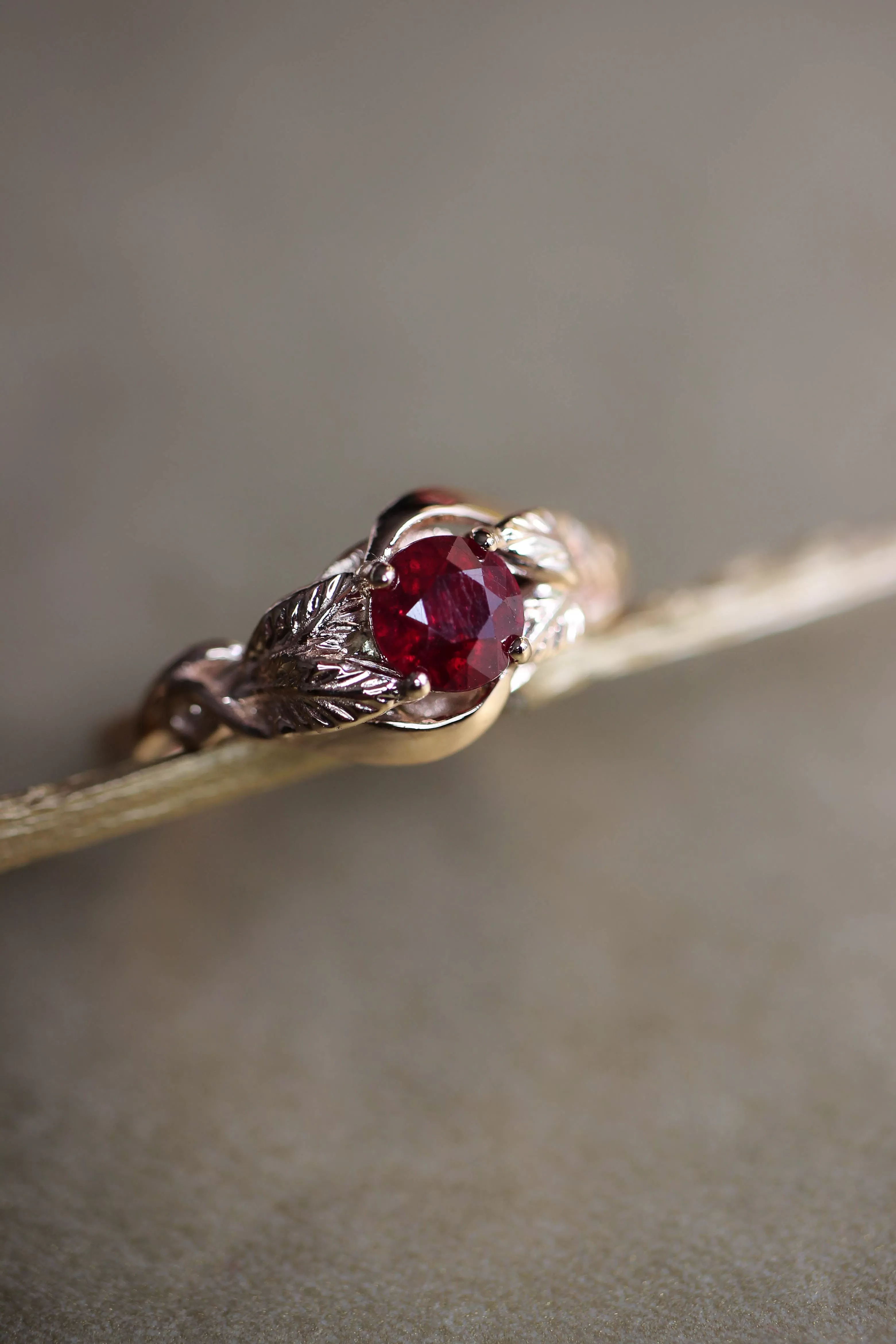 Ruby nature inspired engagement ring / Azalea