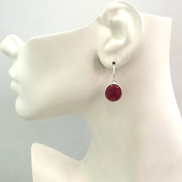 Ruby Single Drop Hoop Earrings (stud closure)