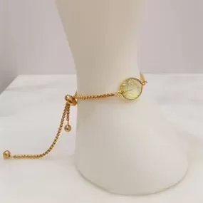 Rutilated Quartz Jeweled Slider Bracelet