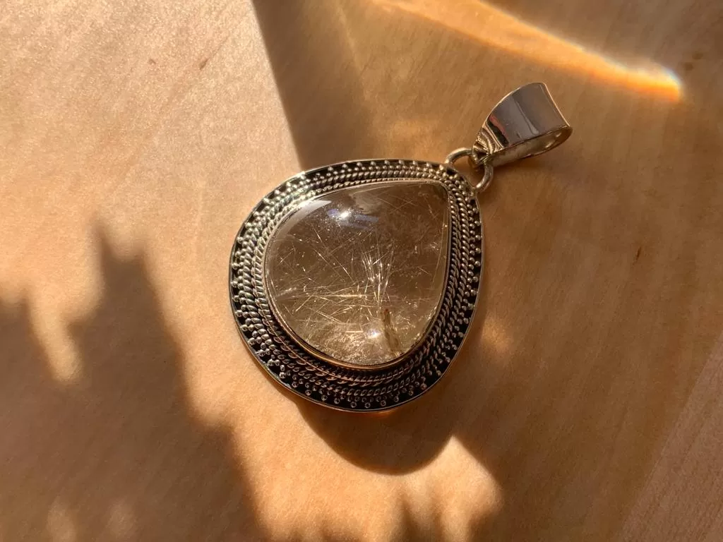 Rutilated Quartz Tegwen Pendant - Teardrop