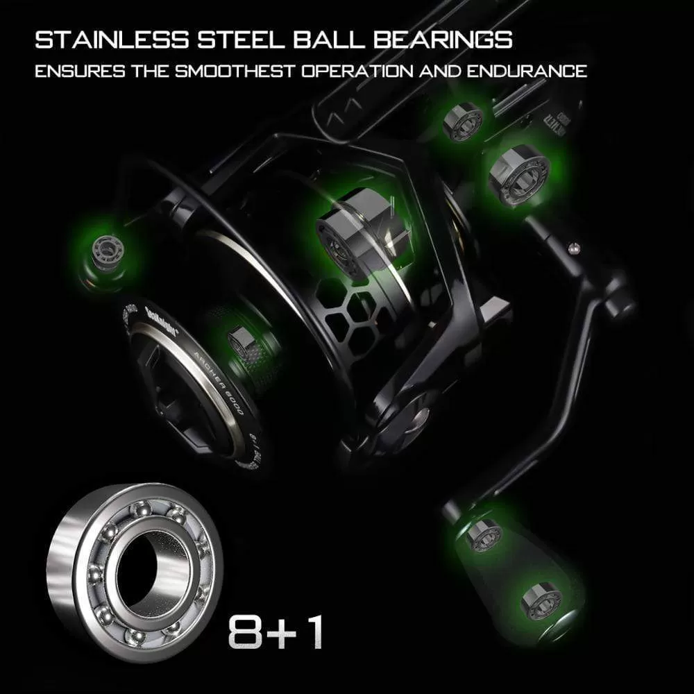 Seaknight Archer 5.2:1 4.9:1 Spinning Reel Max Drag 13Kg 8 1BB Carp Fishing Reel 2000-6000 Aluminium Spool Spinning wheel carret