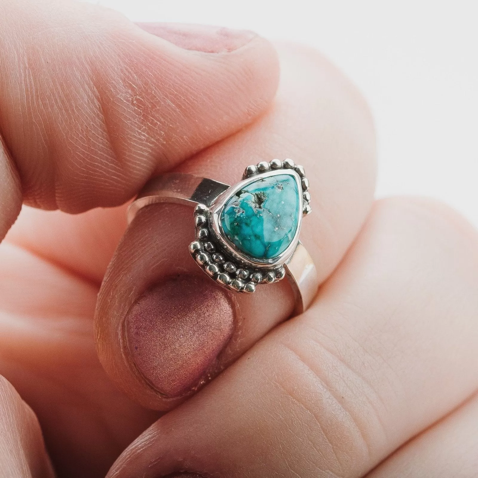 Size 5.75 White Water Turquoise Gemstone Ring