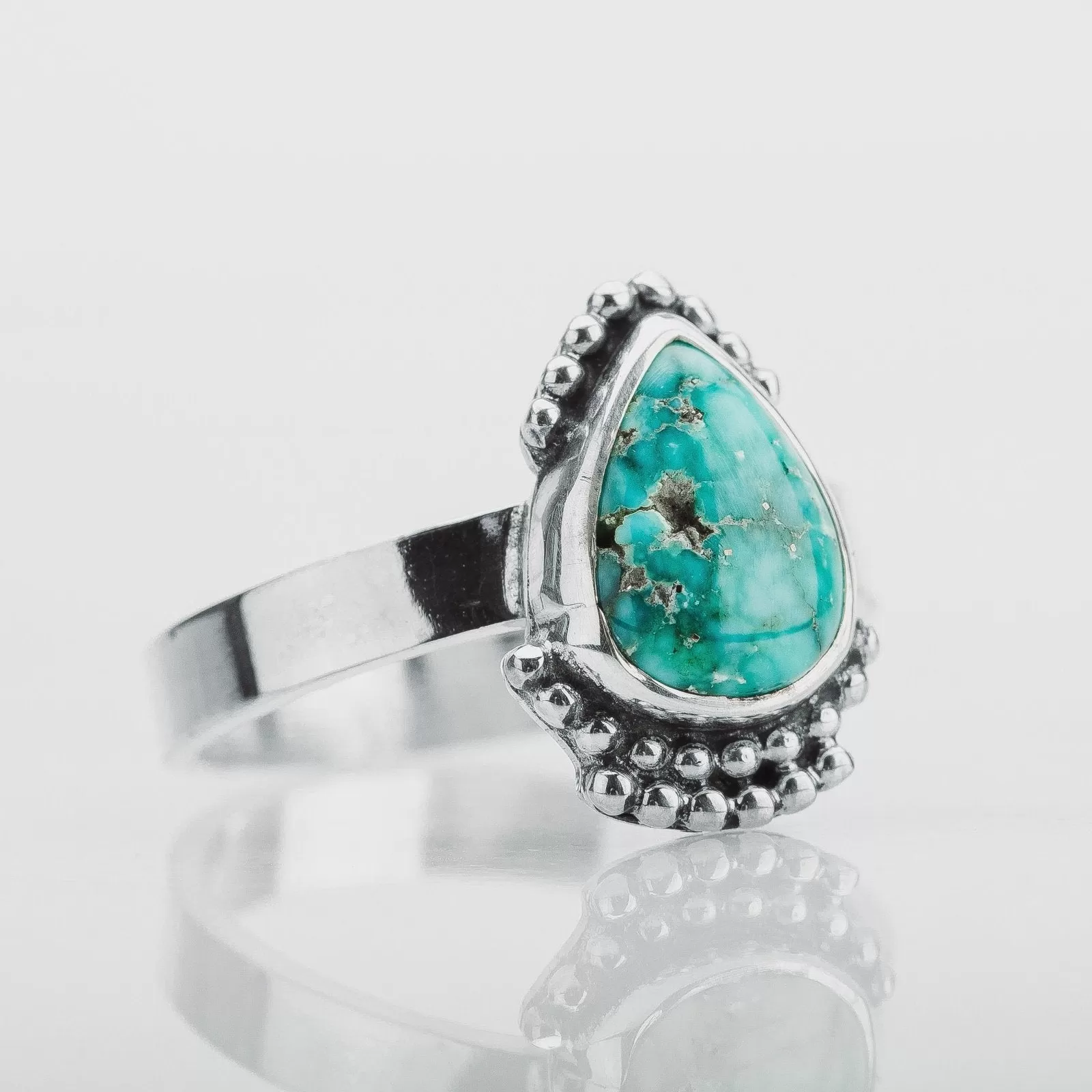 Size 5.75 White Water Turquoise Gemstone Ring