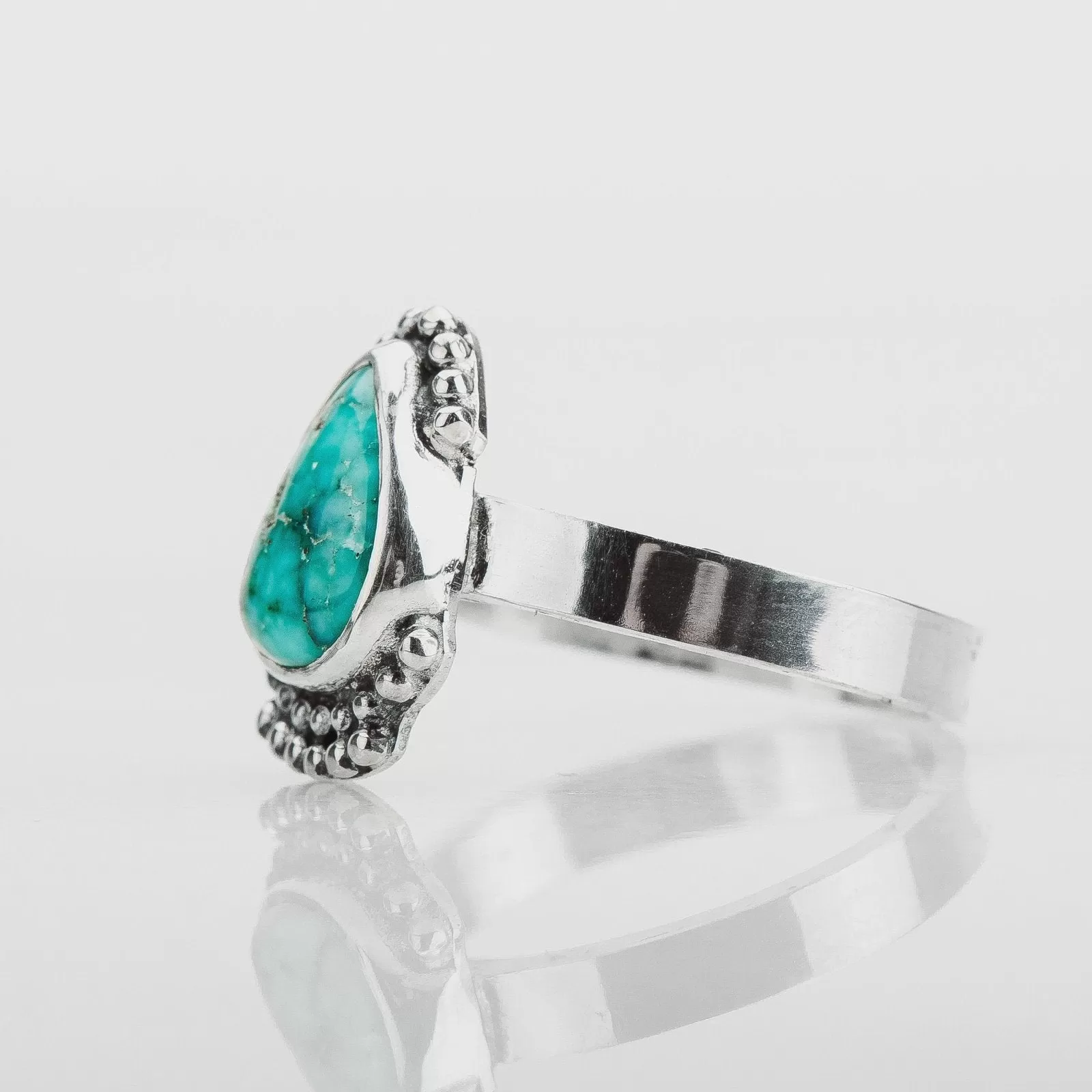 Size 5.75 White Water Turquoise Gemstone Ring