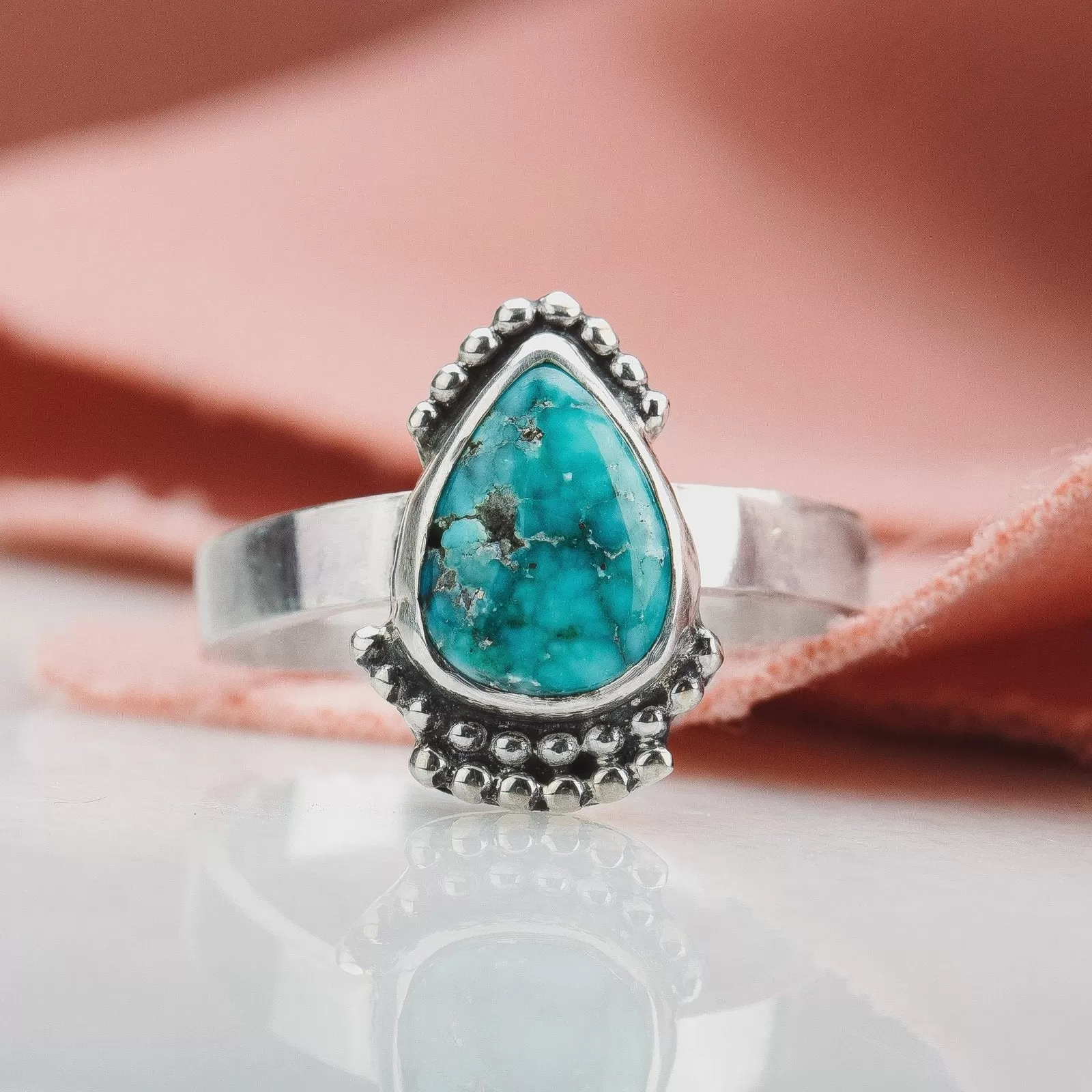 Size 5.75 White Water Turquoise Gemstone Ring