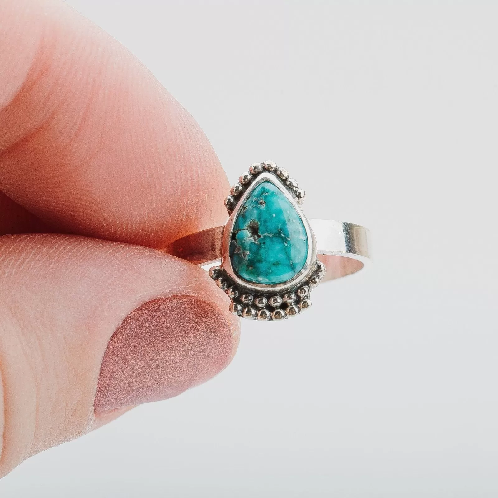 Size 5.75 White Water Turquoise Gemstone Ring