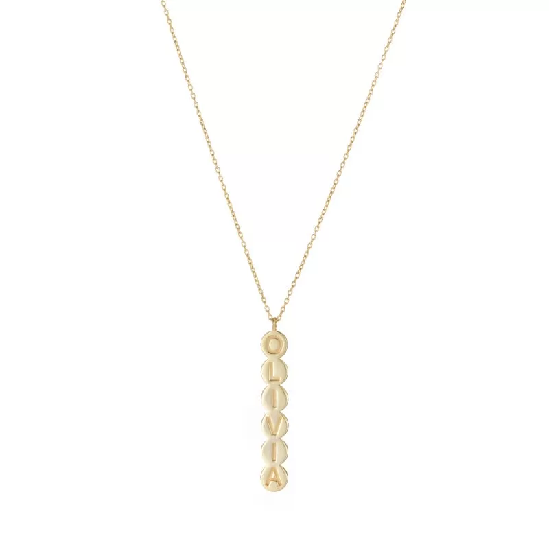 Solid Gold Personalized Disc Drop Necklace