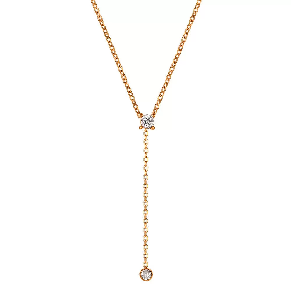 Stainless Steel Zircon Pearl Chain Necklaces