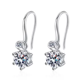 Sterling Silver Fashion Hoop Moissanite Earrings