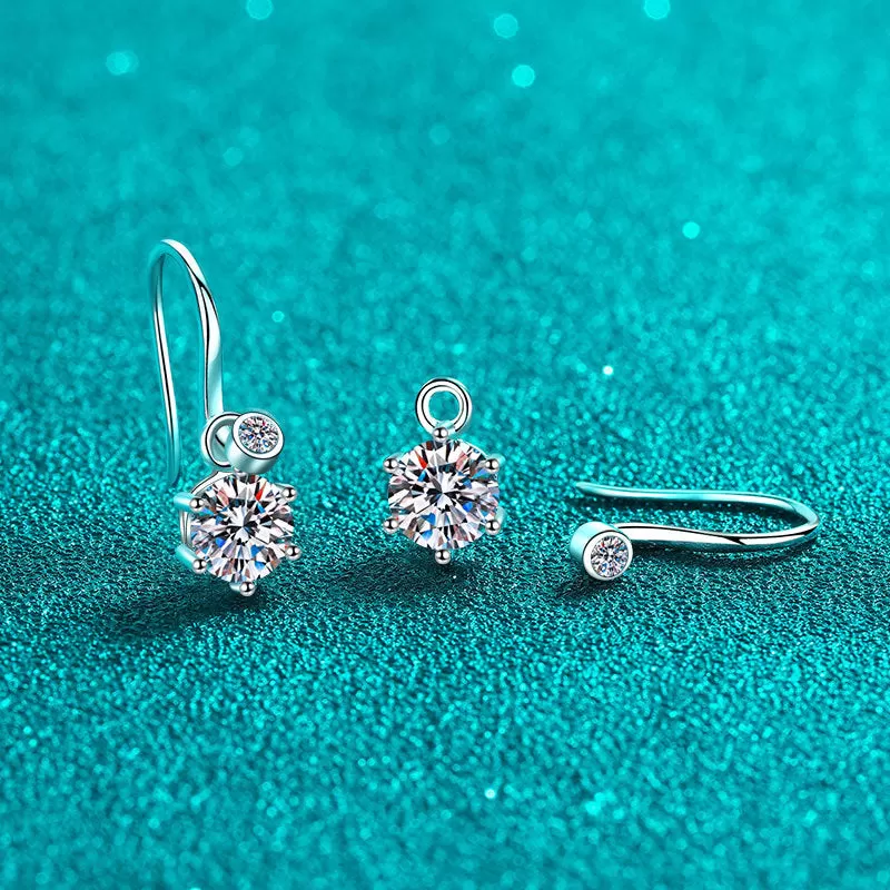 Sterling Silver Fashion Hoop Moissanite Earrings