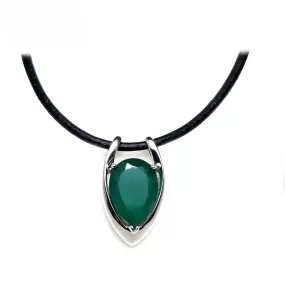 Sterling Silver With Natural Green Gemstone Pendant