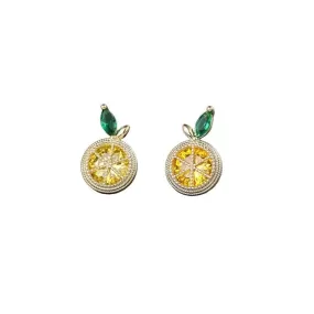 Sweet Fresh Zircon Inlaid Orange Lemon Earrings