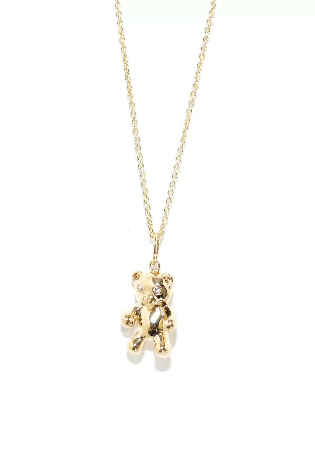 Sydney Evan 14KYG Diamond Teddy Bear Pendant Necklace