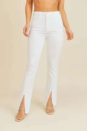 The Jada Slit Front Flare Jeans - White