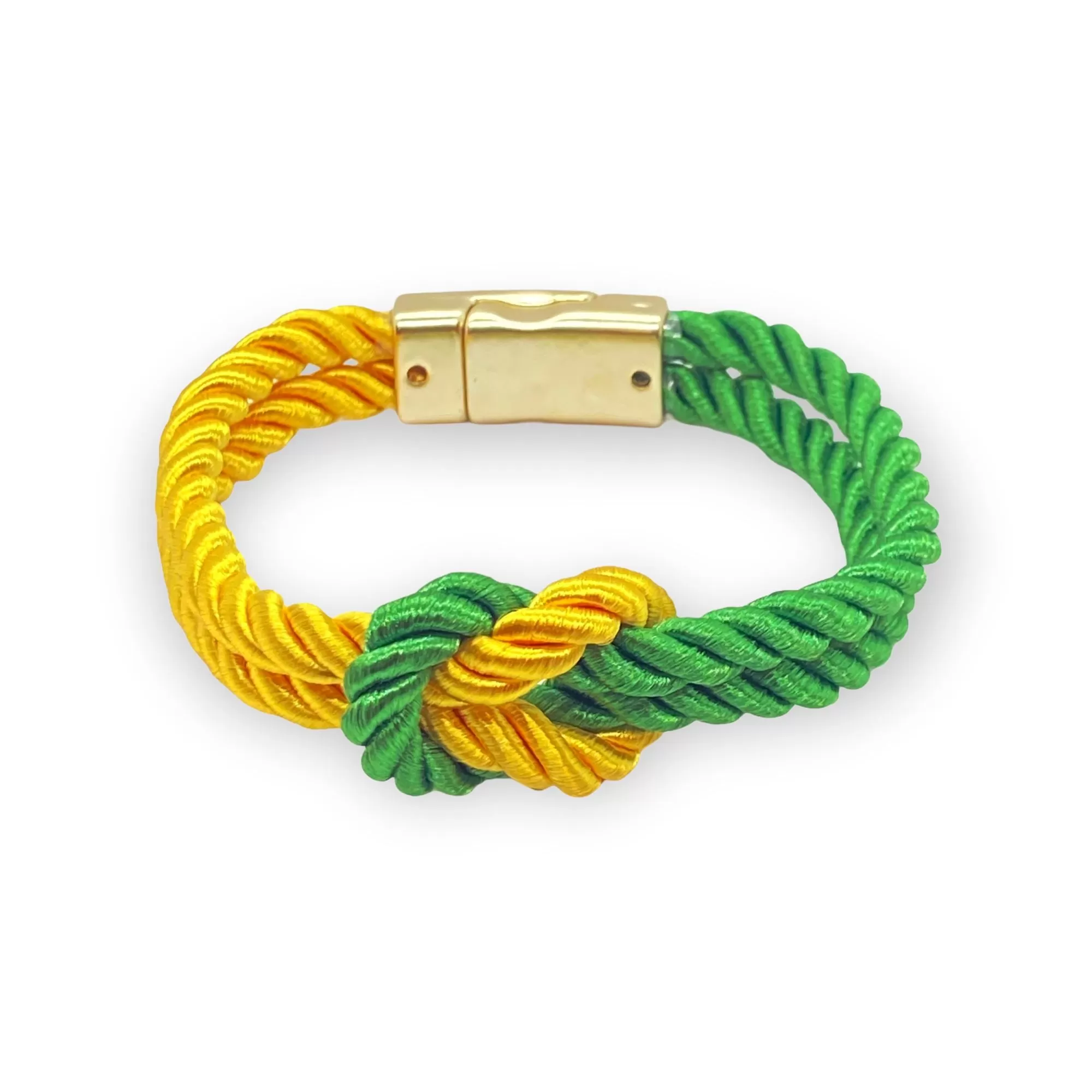 The Original Love Knot Satin Rope Bracelet- Green and Gold