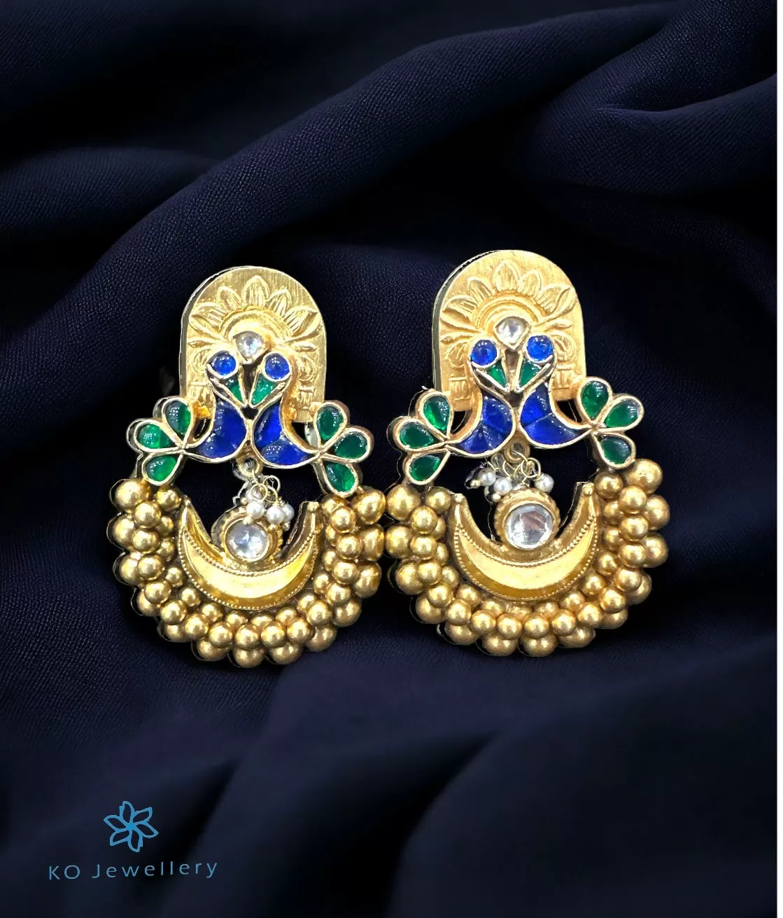 The Silver Peacock Kundan Earrings