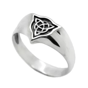 Triquetre Slavic Celtic Men Ring Sterling Silver Ring, Triangle Signet