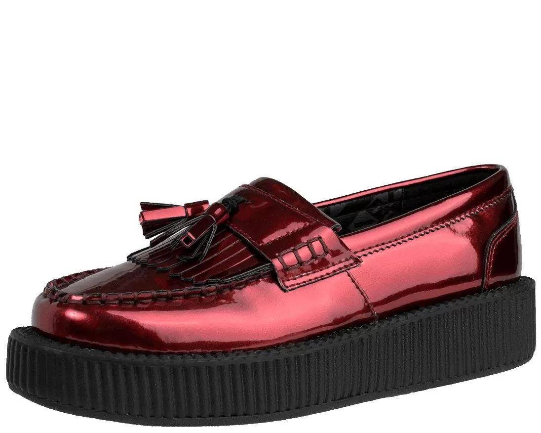 T.U.K BURGUNDY PATENT METALLIC LOAFER VIVA LOW CREEPER