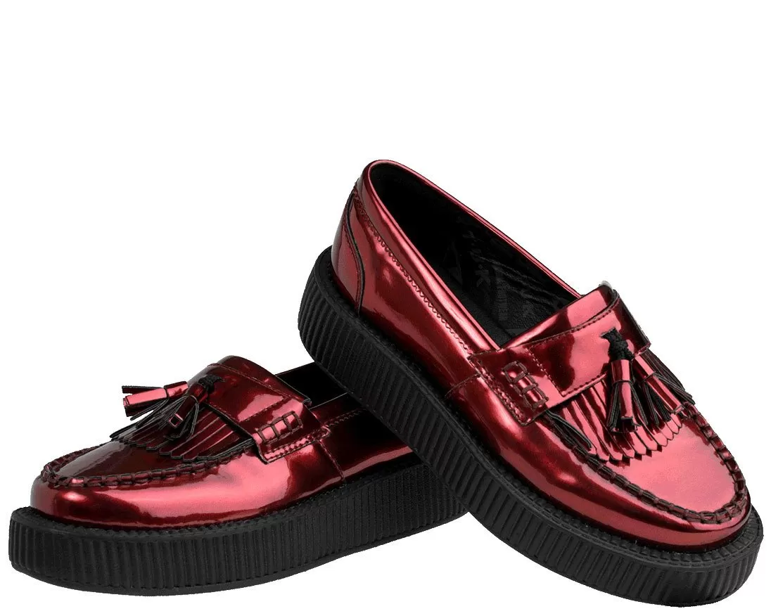 T.U.K BURGUNDY PATENT METALLIC LOAFER VIVA LOW CREEPER