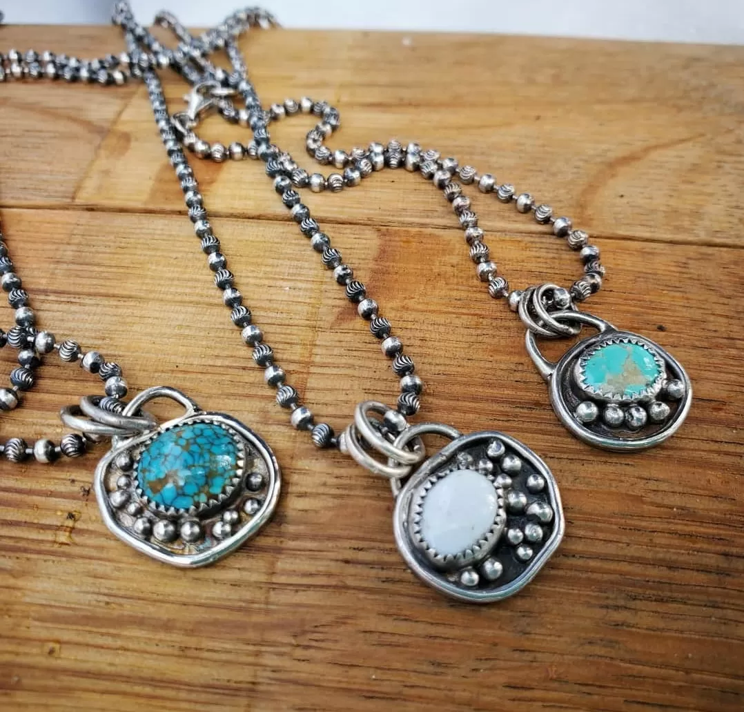 Turquoise Cobblestone Charm Necklace