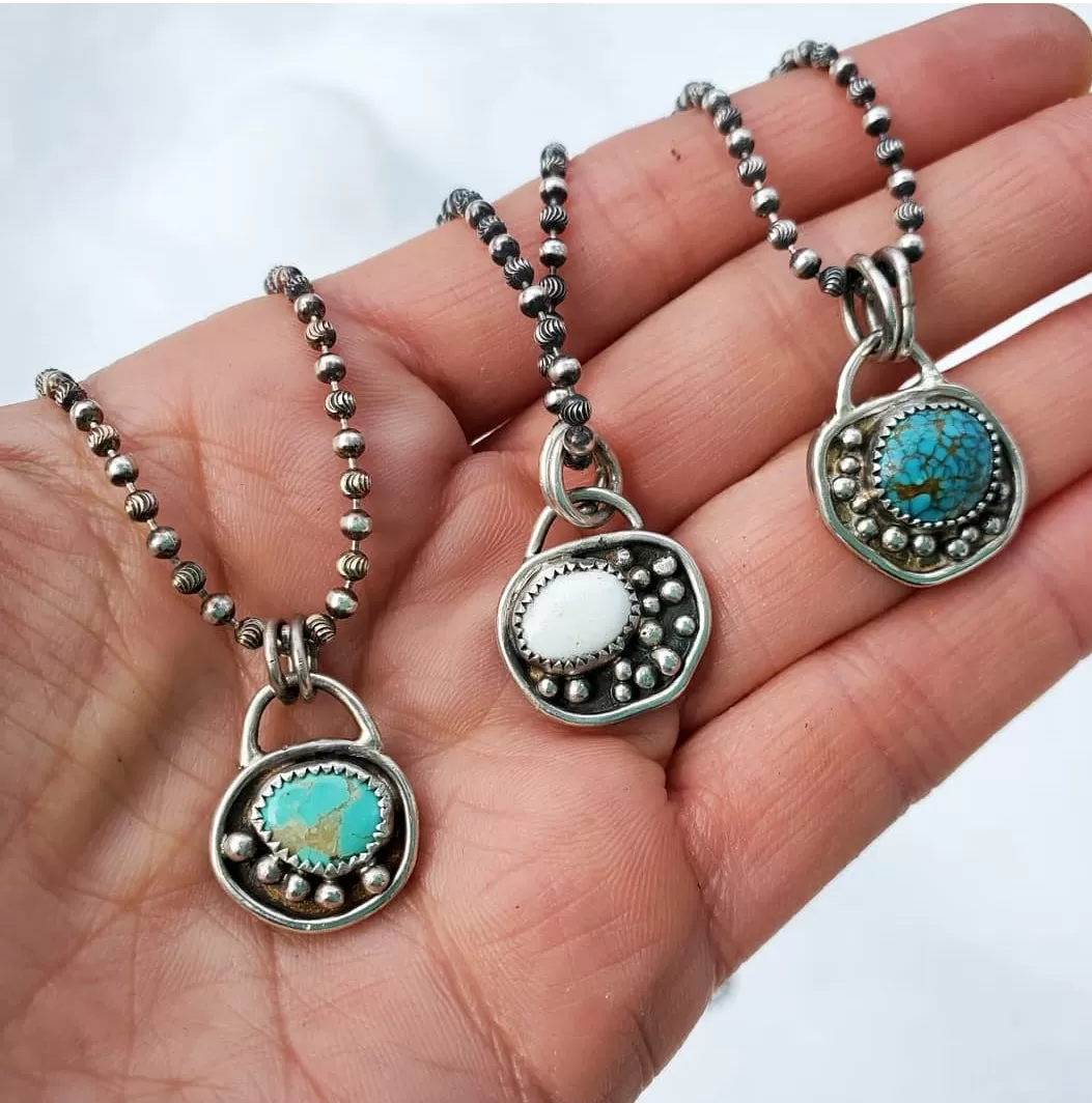 Turquoise Cobblestone Charm Necklace