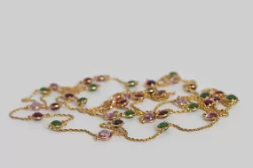 Victorian Garnet, Amethyst & Jade Station Chain