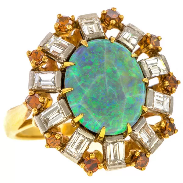 Vintage Opal Diamond & Citrine Ring