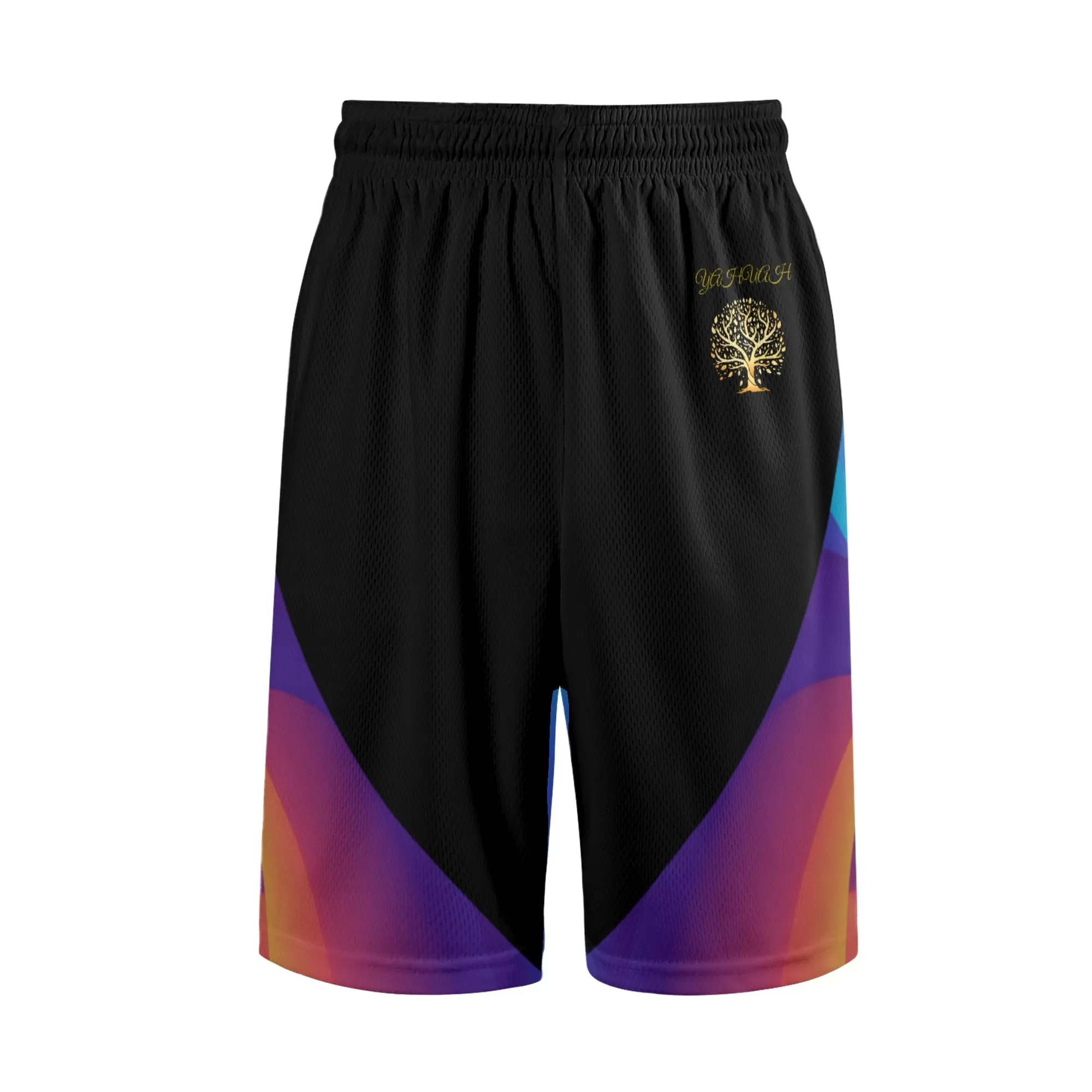 Yahuah-Tree of Life 01 Royal Men's Designer Mesh Basketball Shorts